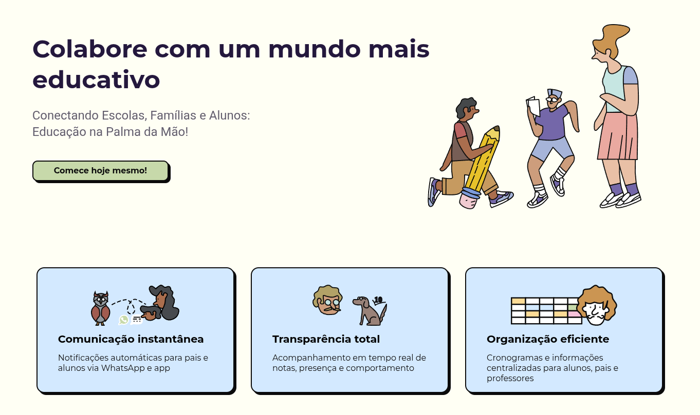 Interface do projeto eClasse — Sistema Educacional